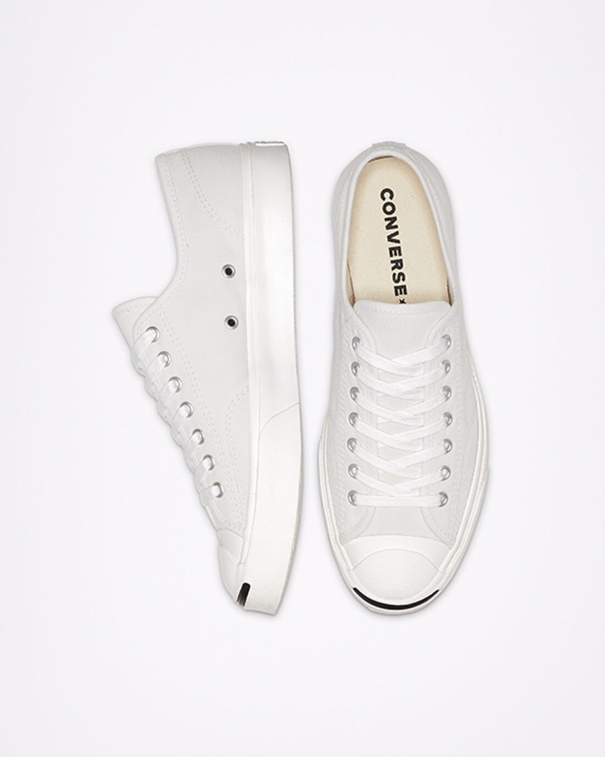 Tenis Converse Jack Purcell Lona Cano Baixo Feminino Branco Pretas | PT P031574